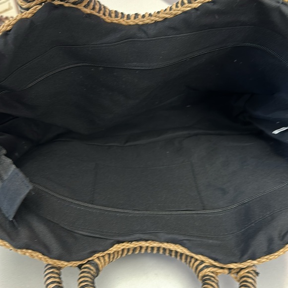 NOWT! Hand woven straw, clutch bag handbag circular handles summer beach tote - Picture 3 of 5